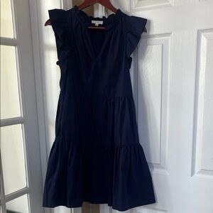 Women's Ruffle Sleeve Tiered Dress - Navy